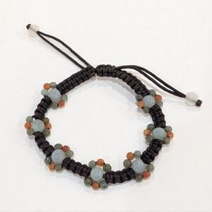 Jade Beaded Bracelet with Adjustable Cord Handmade